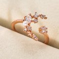 thumbnail image 4 of Copper Open Ring With Star And Moon Pentagram Design Gold Plated Adjustable Jewelry For Women With Artificial Gemstones, 4 of 5
