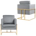 thumbnail image 5 of Modern Velvet Accent Chair, Mid-Century Upholstered Arm Chair with Gold Metal Legs, Comfy Single Sofa for Living Room, Bedroom, Side Chair for Salon Reception, Club, 5 of 5