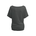 thumbnail image 6 of Womens Short Sleeve Boat Neck Side Shirring Dolman Drape Top, 6 of 6