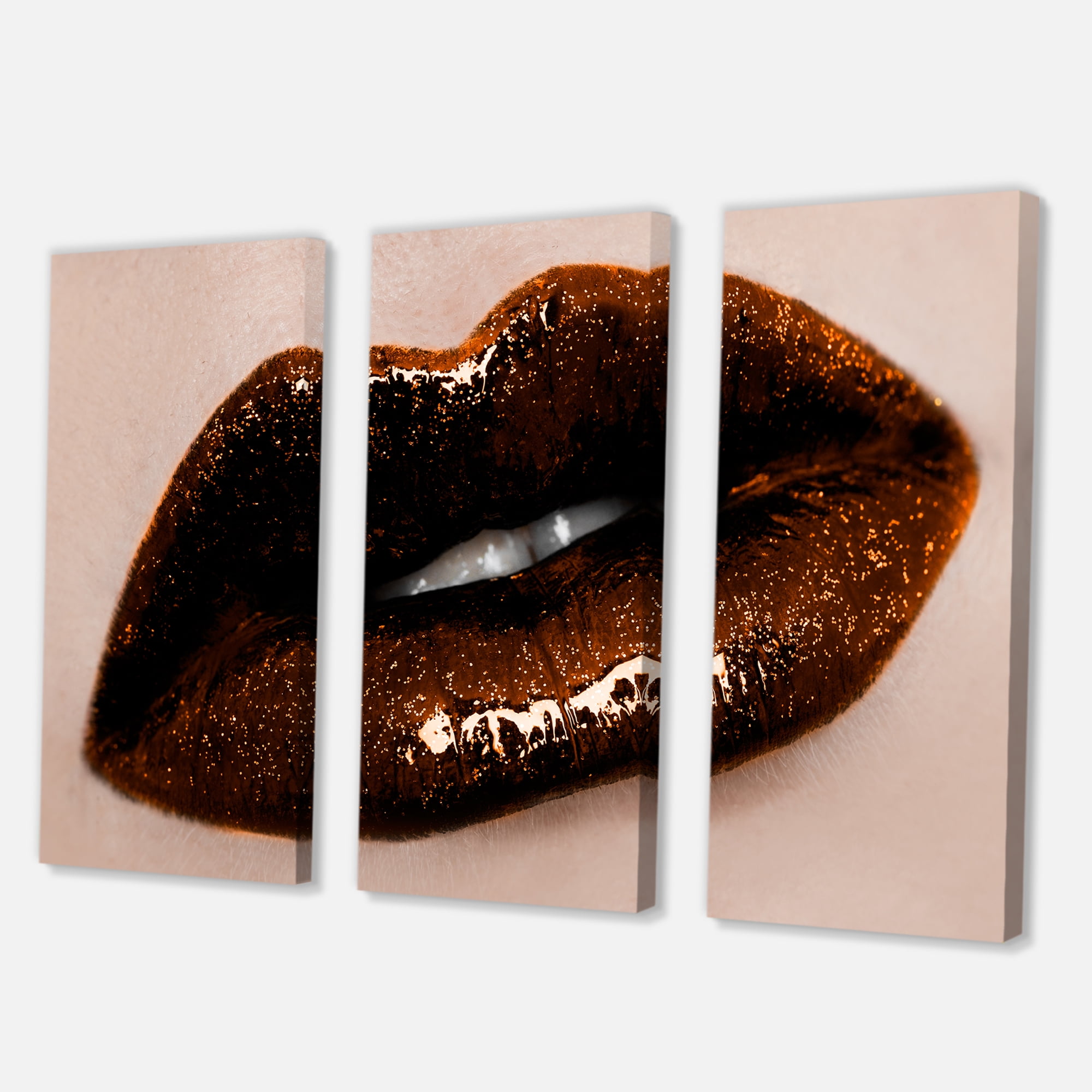 Close-Up Of Gorgeous Female Lips II 28 in x 36 in Painting Canvas Art Print, by Designart