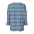 thumbnail image 4 of QUNYINEY Pink Shirts for Women Striped Casual Crew Neck Long Sleeve Tops Drop Shoulder Button Down Loose T-Shirts, 4 of 5