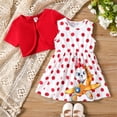 thumbnail image 1 of PatPat Toddler Girls Dress Kids Clothes 2pcs Cardigan and Rabbit Polka Dots Dress Set, Red, 1 of 1