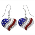 thumbnail image 2 of American Flag Earrings Tarnish Resistant Crystal U.S.A. Patriotic Heart Flag Dangle Drop Jewelry J-402, 2 of 2