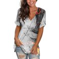 thumbnail image 2 of WXLWZYWL Women's Loose Tops Crewneck Print Tees Short Sleeve T Shirt Blouse Loose Tops Gray, 2 of 5