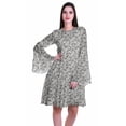 thumbnail image 1 of Moomaya Womens Manches Longues Imprimé Genou Longueur Robe Évasée Été Fluide Robe, 1 of 6