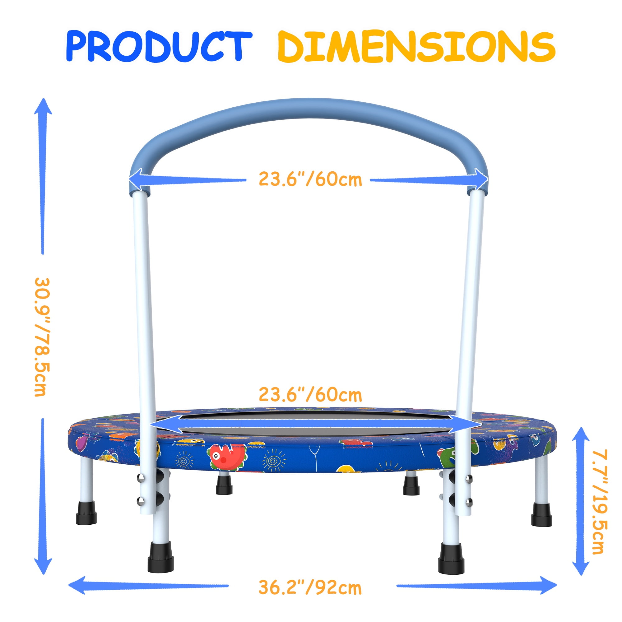 36" Mini Trampoline for Kids, SHINPT Trampoline for Toddlers for Birthday Gift, 36in Toddler Trampoline with Handle, Indoor/Outdoor Kids Trampoline, Small Trampoline for Yard, Lawn, Garden, Backyard