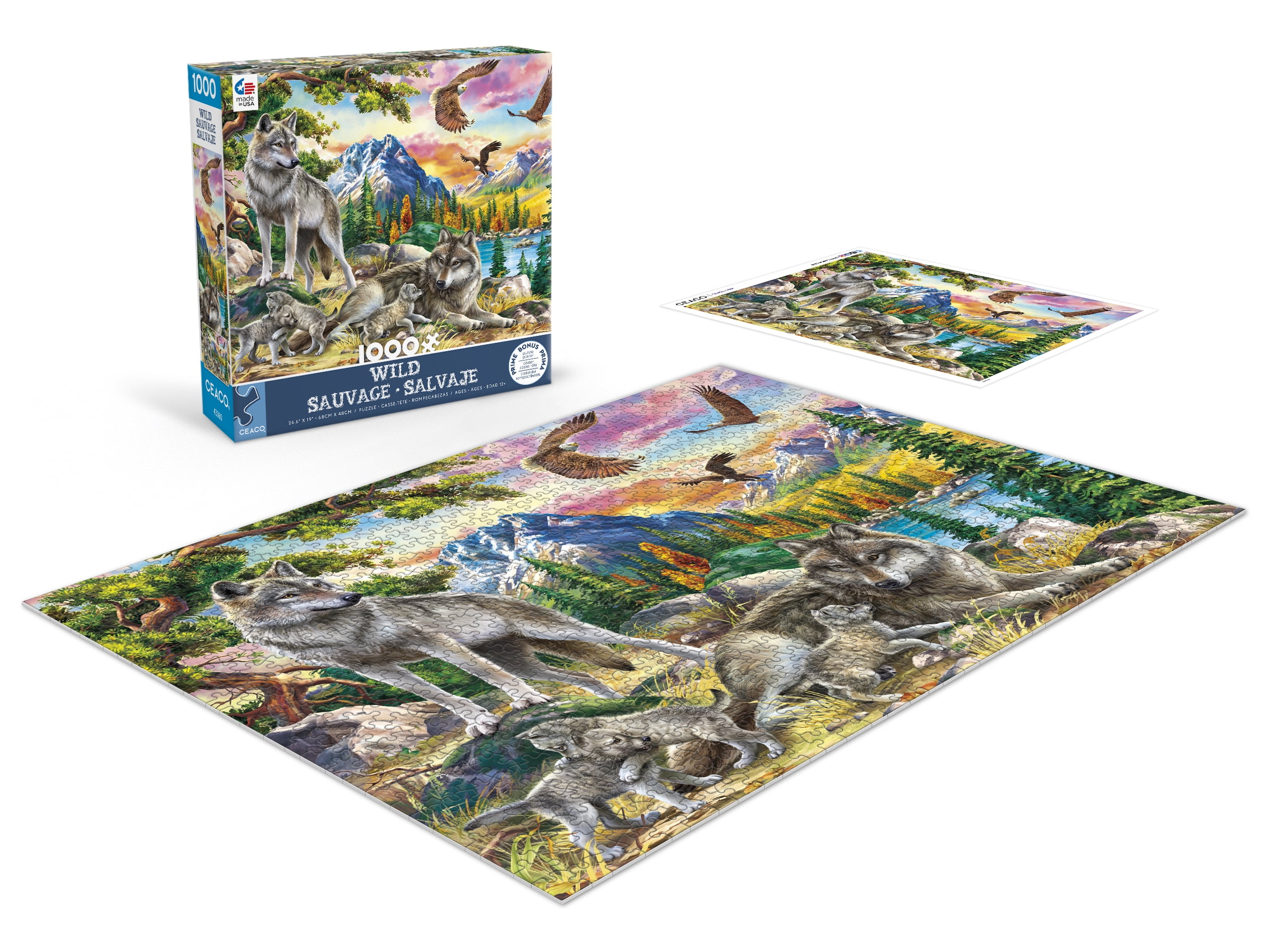 Ceaco - Image World - Wild - Wolves and Eagles - 1000 Piece Interlocking Jigsaw Puzzle