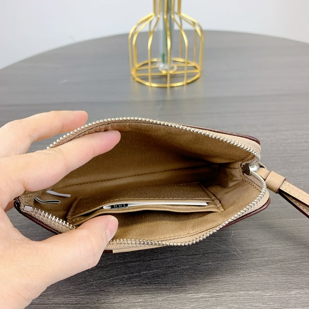 Coach Women's Small Corner Zip Wristlet in Signature Canvas (Sand