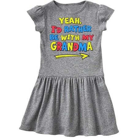 

Inktastic Yeah I d Rather be with My Grandma in Red Yellow and Blue Gift Toddler Girl Dress