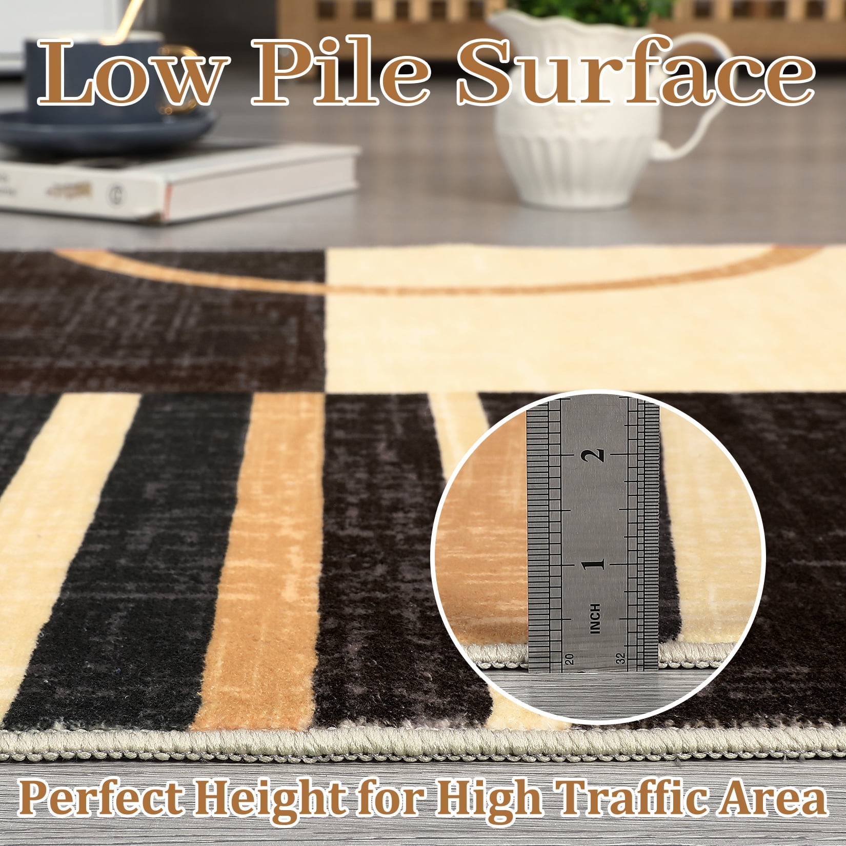 CAROMIO Large Modern Area Rug 9' x 12' Rugs for Living Room Abstract Geometrical Carpet, Brown