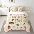 thumbnail image 2 of Homewish Cartoon Butterfly Ladybug Bedding Comforter Set 7pcs, Cute Animal Insect King Bedding Sets, Princess Wheat Cartoon Reversible Bed Sheets, Microfiber Bedroom Decor, 2 of 7