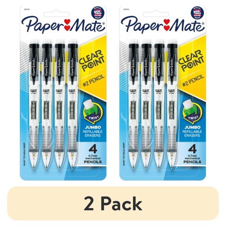 (2 pack) Paper Mate Clearpoint Mechanical Pencils, 0.7mm, #2 Lead, 4 Count
