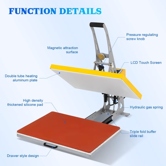 Supvox MultiFunctional Heat Press Machine for Industry Use with Large Heating Plate and Automatic Open Feature 40x60cm
