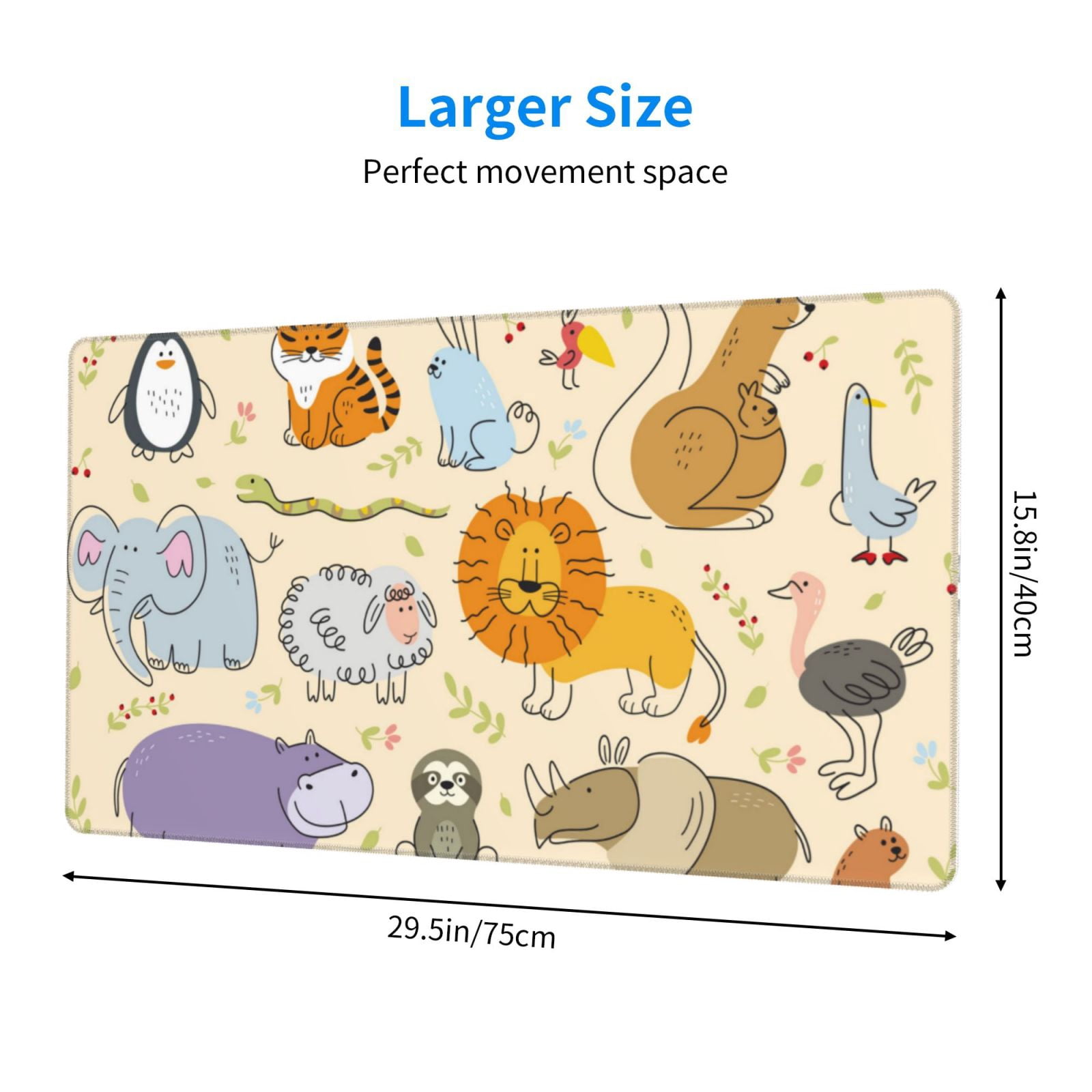 Kdxio Animals Print Large Gaming Mouse Pad,Non-Slip Base,Water Resist Keyboard Pad for Gamer,Office & Home,29.5 x 15.8 in