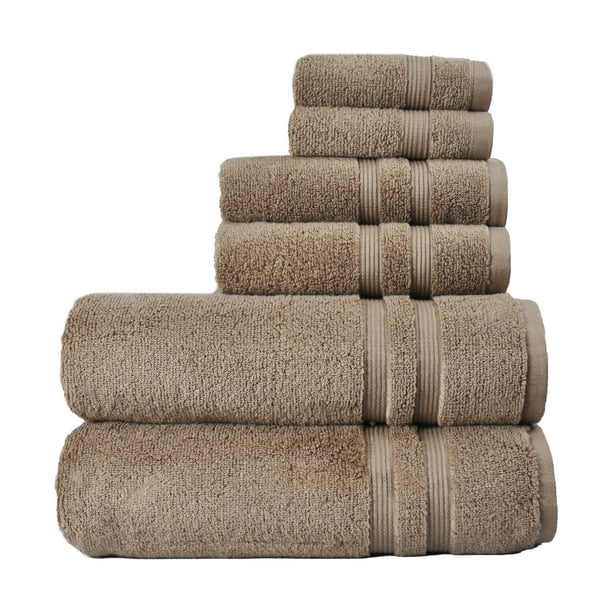Mainstays Performance Solid 6Piece Bath Towel Set Acorn