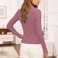 thumbnail image 4 of Bibifish Womens Polo Shirts Long Sleeve Slim Ribbed half Placket shirts Basic Soft Tailored Summer Everyday Wear Tops, 4 of 8