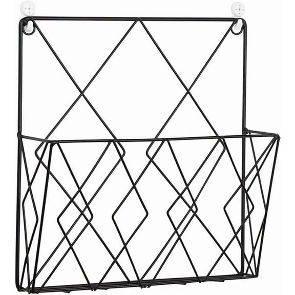 ABCISI Wall Mounted Magazine Holder, Metal Magazine and File Folder Rack, Wall Hanging Book Shelves, Space Saving Basket Bin for Home, Office (25x3x26cm)