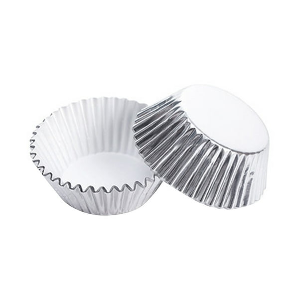 Toystoory 100 piezas de papel de aluminio dorado / plateado / rojo / verde / azul para hornear muffin cup cake wrappers case Herramientas y accesorios para hornear plata Toystoory HA0096-05B