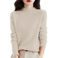 thumbnail image 2 of Turtleneck Sweater for Women Knitted Pullover Warm Sweater Tops Womens Cozy Sweaters Solid Color Womens Tops Knitted Tops Mock Neck Fall Sweaters for Women Lightweight Shirts Fall Outfits Beige, 2 of 4