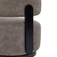 thumbnail image 5 of Christopher Knight Home 360° Swivel Leather Barrel Accent Chair with Rubberwood Base, Gray, 5 of 12