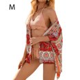 thumbnail image 1 of Blusa de mujer con estampado bohemio, cubierta corta para la playa, top de kimono a prueba de sol, rojo, M Jumpingount AP001231-06, 1 of 7