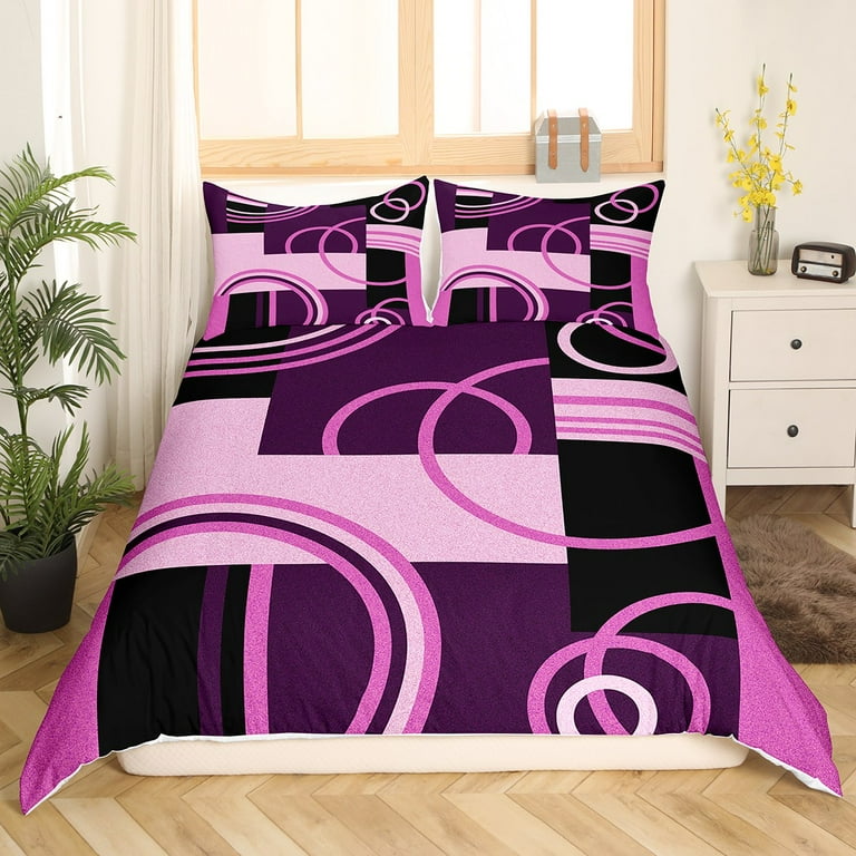 Vintage Swirls Bedding Set Twin Purple Black Grey Duvet Cover For