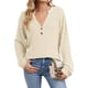 thumbnail image 3 of Camisa Henley de Larga para Mujer, Cuello en V, Suéteres Casuales Elegantes, Ropa de Moda para Otoño. Albaricoque S, 3 of 10