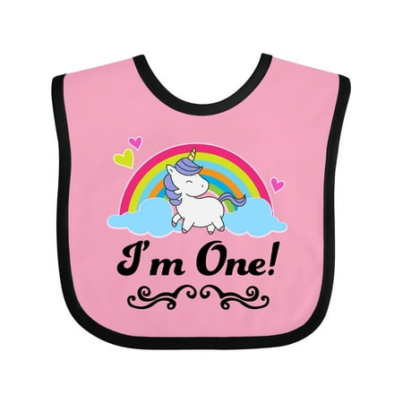 

Inktastic 1st Birthday Unicorn Rainbow 1 Year Old Party Gift Baby Girl Bib