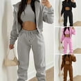thumbnail image 2 of Quixlent 3 Piece Sweatsuits Set for Women Fleece Zip Up Hoodie Sweatshirt Tank Top Jogger Sweatpants Set Fall Casual Tracksuit Outfits, 2 of 7