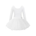 thumbnail image 2 of ZDHoor Girls Gymnastics Ballet Dance Dress Long Sleeve Leotard with Tutu Skirt Ballerina Outfit White 3, 2 of 7