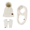 thumbnail image 1 of Conjunto de gorro de punto grueso y cálido, bufanda larga y guantes de conducción con pantalla táctil, 1 of 5