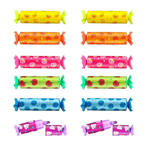 Set of 12 Cartoon Candy Shape Highlighter Pen 12 Color Highlighter Marker Pen for Journaling Scrapbooking Color Coding
