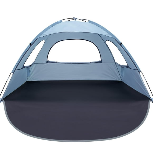 WhiteFang Beach Tent Anti-UV Portable Sun Shade Shelter for 3 Person, Extendable Floor with 3 Ventilating Mesh Windows Plus Carrying Bag, Stakes and Guy L
