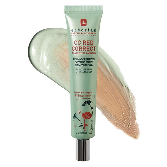 Corrector de color verde Erborian CC Red Correct de Skincare, 45 ml
