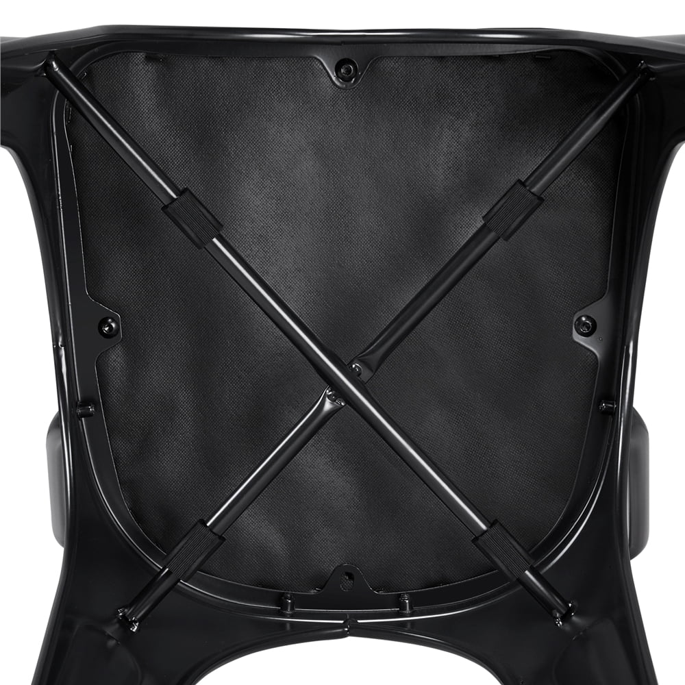 Alden Design Industrial Metal Studded Dining Chair with Cushion, Set of 4, Black