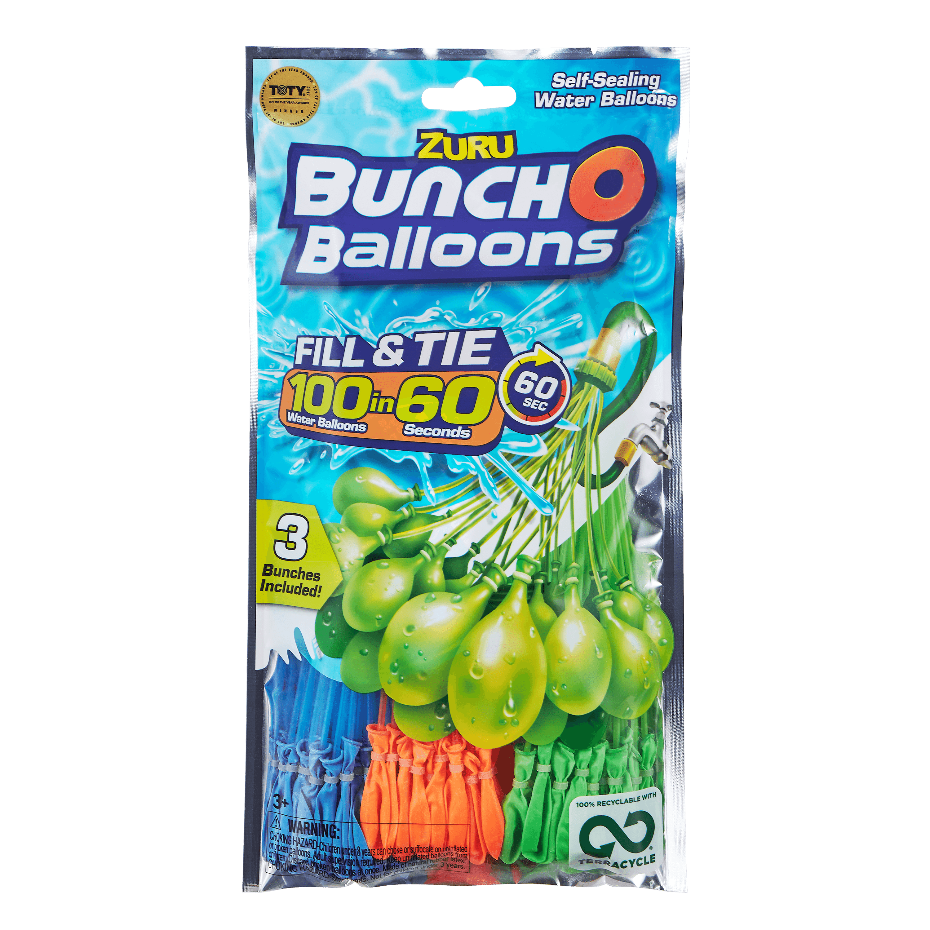 Bunch O Balloons 100 RapidFilling SelfSealing Water Balloons (3 Pack