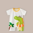 thumbnail image 2 of Darzheoy Baby Rompers Printed Round Neck Summer Thin Jumpsuits Button Comfortable Loose Solid Color Short Sleeve Casual Clothes For Boys And Girls ,Size 0-24 Month, 2 of 4