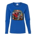 thumbnail image 2 of Vintage Hot Rod Old Garage Cars and Trucks Womens Graphic Long Sleeve T-Shirt, Royal, Large, 2 of 3