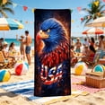 thumbnail image 4 of Boovnll American Flag Beach Towel Red White Blue Stars Stripe Microfiber Beach Towels, Absorbent Quick Dry Sand Free Beach Towel for Beach Yoga Pool Beach Towels Oversized, 31x63", 4 of 6