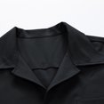 thumbnail image 4 of Chiccall Mens Button Down Shirts Solid Summer Short Sleeve Beach Tops Blouse with Pocket XL Black, 4 of 5