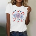 thumbnail image 5 of Clearance Tops under $5! Yrmaups Women Summer Blouse Patriotic Round Neck Short Sleeve USA Stars Blouses Independence Day Red White and Blue 2025 T-shirts Clothes, 5 of 7