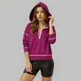thumbnail image 5 of adviicd Women's 2025 Fall Hooded Sweatshirts Long Sleeve Half Zip Cropped Hoodies Pullover Winter Fashion Clothes (Hot Pink, S), 5 of 8