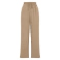thumbnail image 6 of pstuiky Casual Pants for Women, Solid Color Athletic Long Straight Leg Drawstring High Waisted Outfits for Vacation with Pockets Simple Womens Trousers Khaki XL, 6 of 9