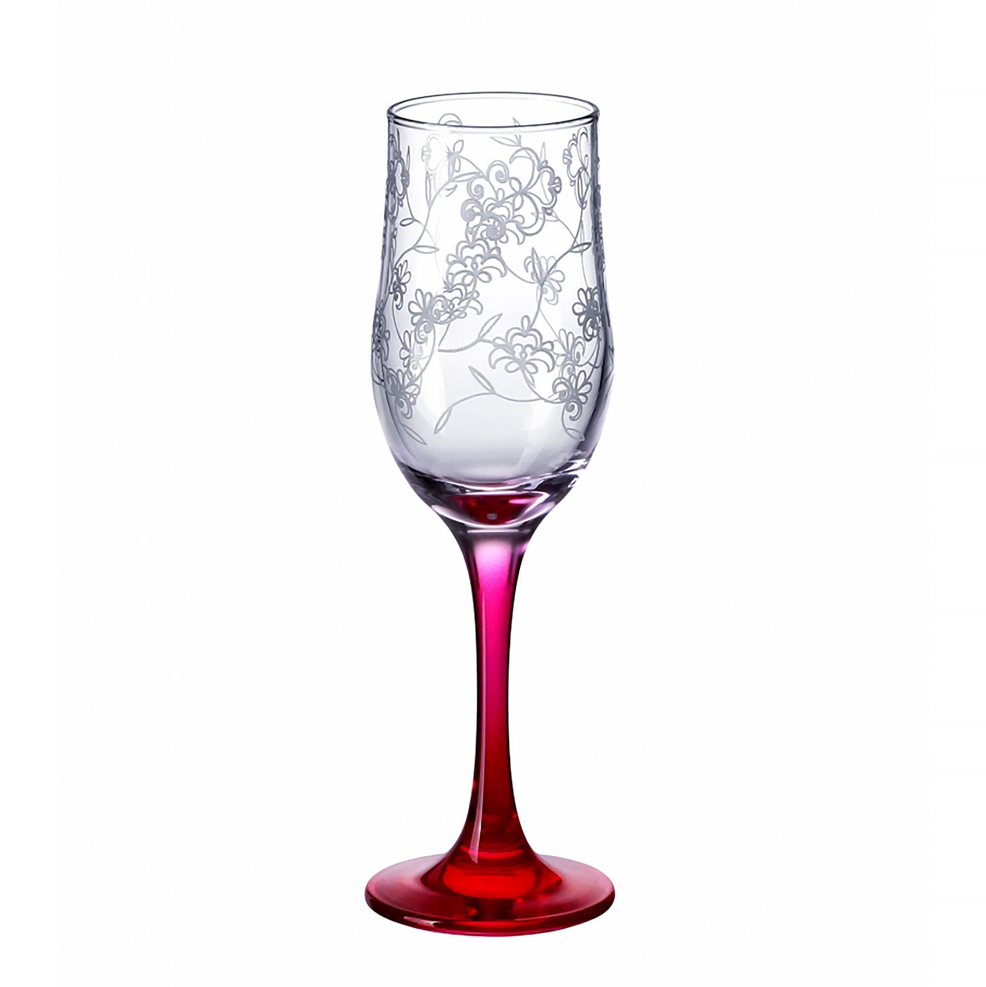STP GOODS Рrimavera Wine Glass Set of 6 pcs 6.8 fl oz (200 ml) Floral Bar Glasses for Red and White Wine Glass Wine Goblets with Multicolored Stems Champagne Flutes, Clear