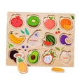 thumbnail image 2 of Rompecabezas de madera para niños pequeños Rompecabezas de formas de animales Juegos de educación temprana Rompecabezas de madera tablero de frutas, 2 of 9