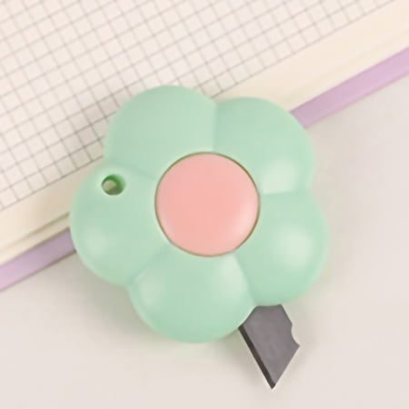 

Cute Box Cutter Small Portable Multifunctional Cute Color Flower Box Cutter with Hanging Hole Green Flower