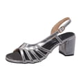 thumbnail image 6 of Rokment Womens Metallic Chunky Heels Dressy Sandals Roman Retro Leather Open Toe Block Heeled Slip on Slingback Summer Shoes for Beach Casual Silver Size 7, 6 of 7