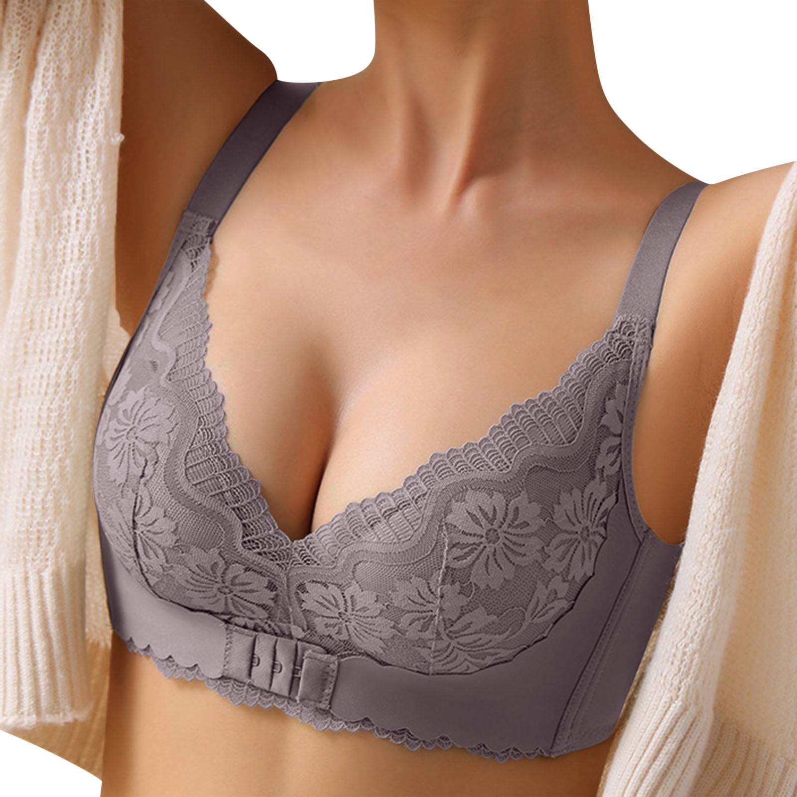 Buy Kiss & Tell Delia Seamless Wireless Comfortable Push Up Support Bra in  Grey Online