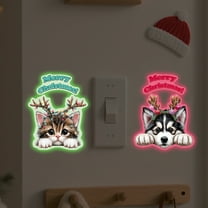 Christmas Switch Stickers - Waterproof Pet-Themed Decals for Wall Sockets (6PC Holiday Decor Set)