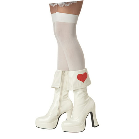 Sexy White Alice In Wonderland Heart Ankle Boots Halloween Costume Shoes S (5-6)